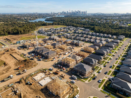 magnific aerial view of a sydney land and housing package new development (1)